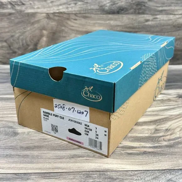 NIB Chaco Ramble Puff Comfort Clog Black Riptop Lugsole Slip On Shoes 7M